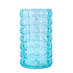 Turquoise Glass Flower Vase with Decorative Texture