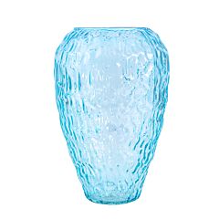 Linda Turquoise Glass Flower Vase with Decorative Texture