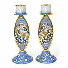 Handcrafted Jeweled Grapes Shabbat Candlestick Holders set of 2