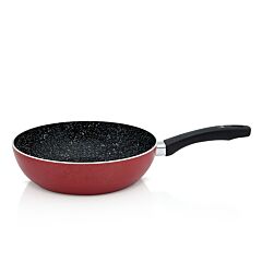 Magma Red Aluminum Non-Stick Deep Frying Wok Pan