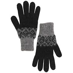 Asphalt Black Ornament Wool Men's Gloves in Size 20-22