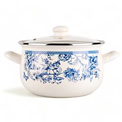 Bird of Paradise Vintage Belly Deep Stock Pot with Glass Lid