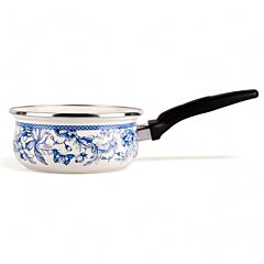 Bird of Paradise Vintage Enamel Saucepan with Liter Scale