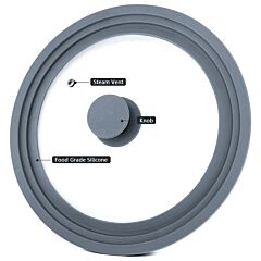 Multi-Sized Glass & Silicone Lid with Knob (color: gray)