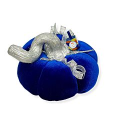 Handcrafted Blue and Silver Hanukkah Pumpkin with Dreidel 