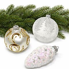 Silver Forest Glass Christmas Tree Ornament Set of 3