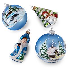 Forest Fairy Tale Glass Christmas Tree Ornament Set of 4