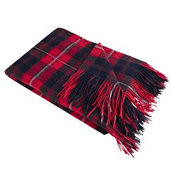 Red and Black Plaid Premium Quality 100% Sheep Wool Throw Wrap Cunningham