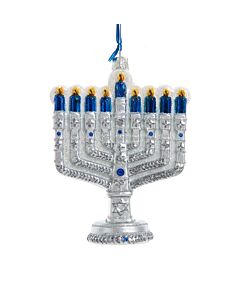 Glass Hanukkah Menorah Ornament