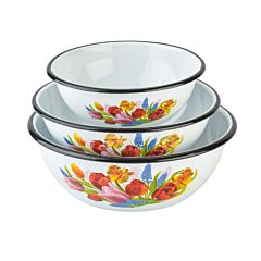 Bouquet Enamel Mixing Bowl Set of 3 Spring 