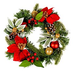 Red Poinsettia Christmas Wreath