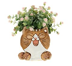 Handmade Ceramic Planter Anime Happy Kitty