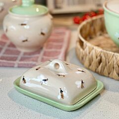 Bees Handmade Clay Stoneware Butter Dish