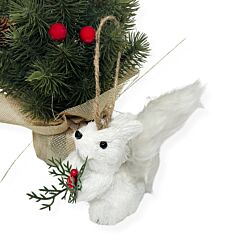  White Baby Squirrel Shatterproof Christmas Ornament 3.5"