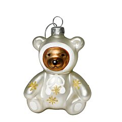 Silver Bear Glass Christmas Tree Ornament