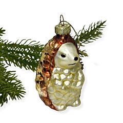 Frosted Gold Hedgehog Glass Christmas Tree Ornament