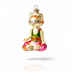 Zen Cat Glass Christmas Tree Ornament