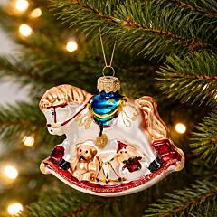 Rocking Horse Glass Christmas Tree Ornament