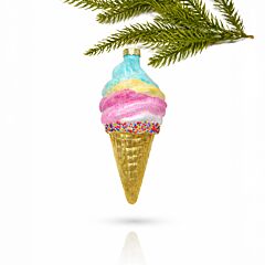 Ice Cream Cone Glass Christmas Tree Ornament