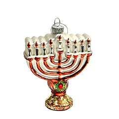 Menorah Handmade Glass Christmas Tree Ornament