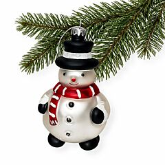 Happy Snowman Glass Handmade Tree Ornament
