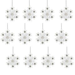 Snowflake Crystal Glass Christmas Tree Ornament Set of 12