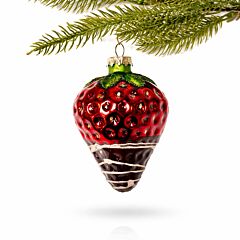 Chocolate Strawberry Glass Christmas Tree Ornament