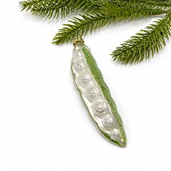 Green Pea Pod Glass Christmas Tree Ornament