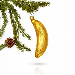 Golden Tropical Banana Glass Tree Ornament