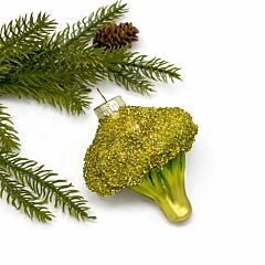 Beaded Baby Broccoli Glass Christmas Tree Ornament