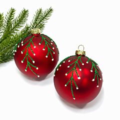 Winter Branches Glass Christmas Ornament | 360° Holiday Design Set of 2