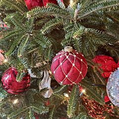Crimson Pearl Glass Christmas Ornament | 360° Holiday Design Set of 2