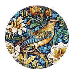 Birds William Morris Round Wooden Wall Clock