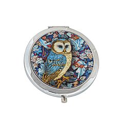 Blue Owl William Morris Round Compact Mirror in gift box