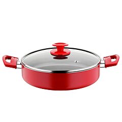REDIO Non-Stick Low Stock Pot with Glass Lid