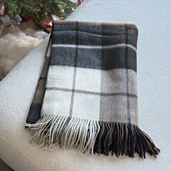 Dark Brown Coffee Scottish Plaid Wool Throw Blanket