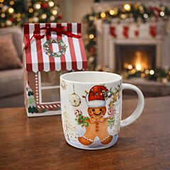 Gingerbread Man Porcelain Mug in Gift Box