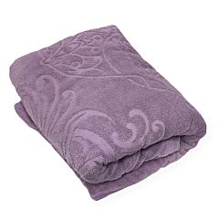 Large Plum Jacquard Cotton Terry Throw Blanket 