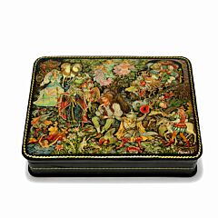 Puss in Boots Lacquer Miniature Handmade Jewelry Trinket Box