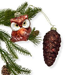 Winter Forest Glass Christmas Tree Ornament Set of 2
