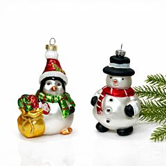 Winter Friends Glass Christmas Tree Ornament Set of 2
