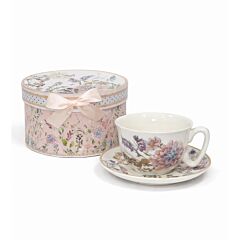 Wildflower Meadow New Bone China Cup and Saucer Set in Gift Box