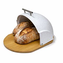 Bread Box with Bamboo Bottom White