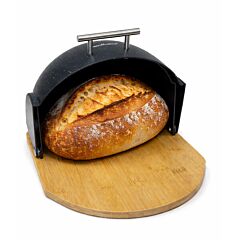 Bread Box with Bamboo Bottom Black