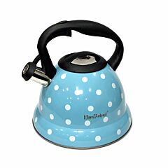 Stainless Steel Whistling Kettle Polka Dot Blue