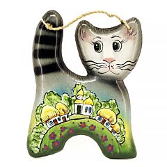 Cat / Village Ceramic Hanging Wall Decoration