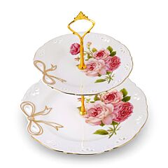 Bow Porcelain 2-Tier Dessert Stand