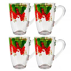 Red Currant Glass Mug Set of 4
