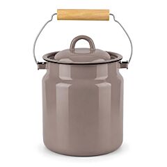 Taupe Vintage Enamel Milk Can with Lid