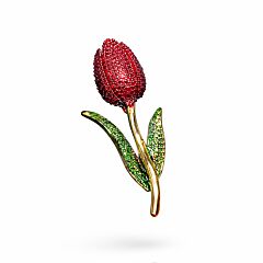 Enamel Red Tulip Brooch in Gift Box